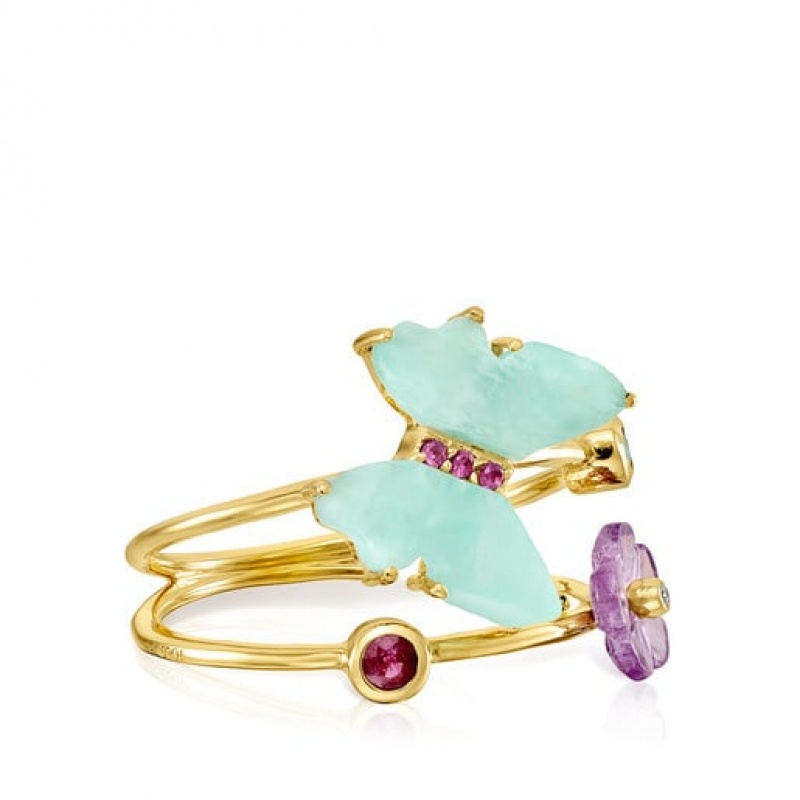 Prsten Tous Vita Butterfly With Gemstones Zlaté | CZ-OGJHWX051