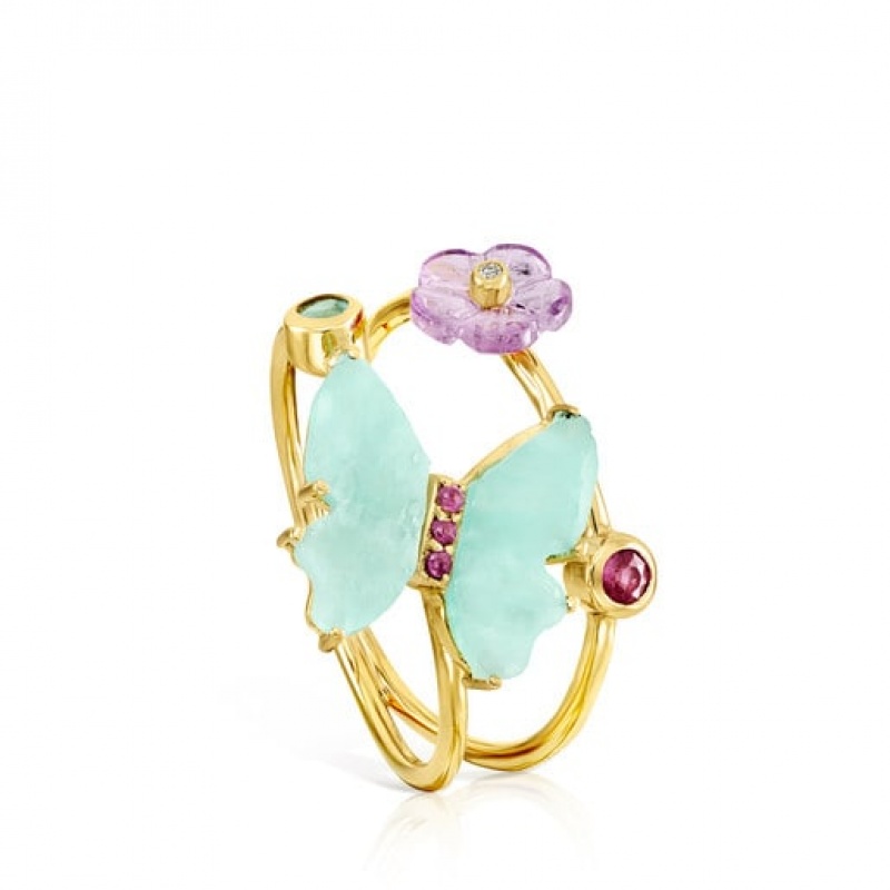 Prsten Tous Vita Butterfly With Gemstones Zlaté | CZ-OGJHWX051