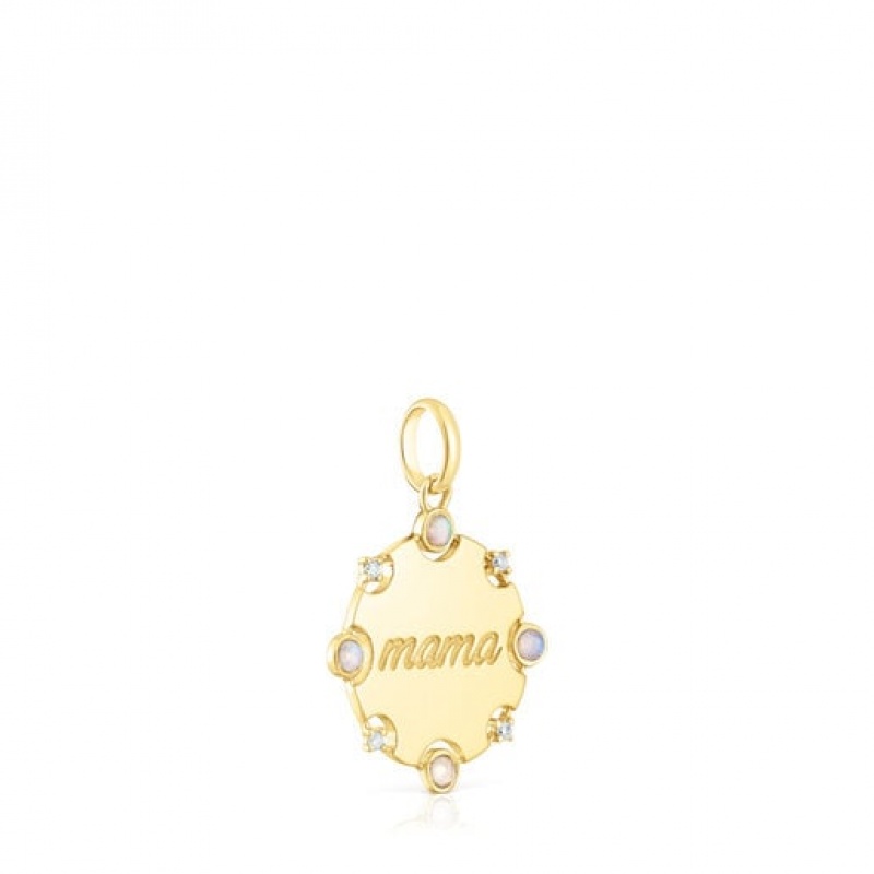 Přívěsky Tous Mama Medallion With Diamonds Zlaté | CZ-EAGTQO026