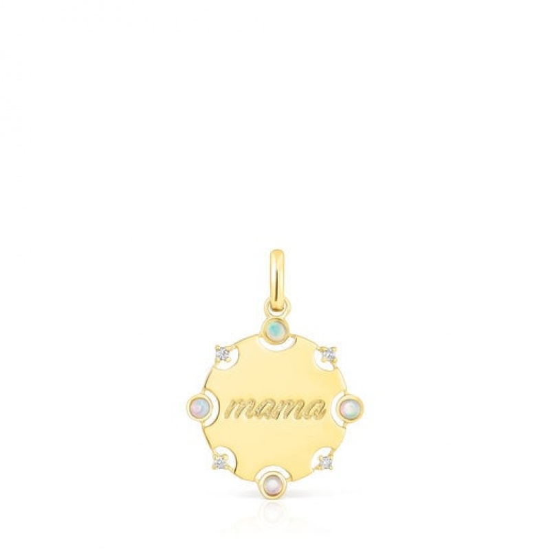 Přívěsky Tous Mama Medallion With Diamonds Zlaté | CZ-EAGTQO026