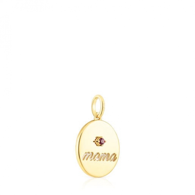 Přívěsky Tous Mama Reversible Medallion With Mother-of-pearl Zlaté | CZ-EMFGVP581