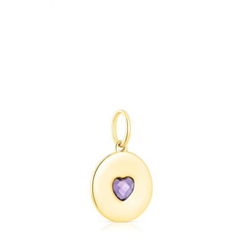 Přívěsky Tous Medallion With Amethyst Heart Aelita Zlaté | CZ-QOFMKI497