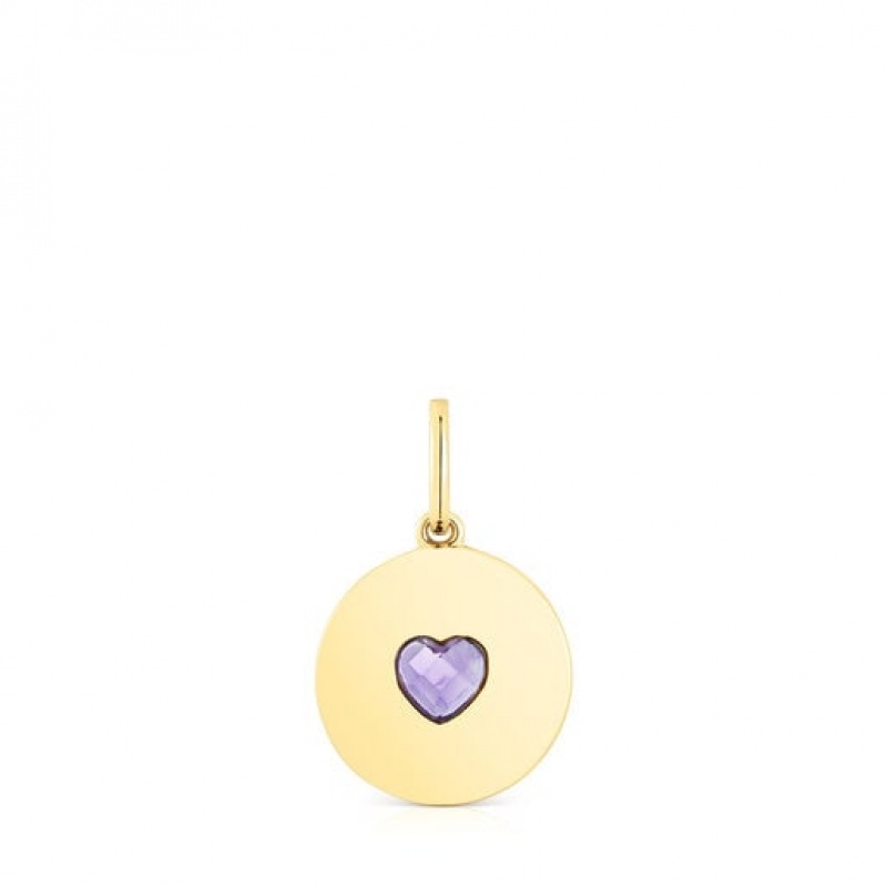 Přívěsky Tous Medallion With Amethyst Heart Aelita Zlaté | CZ-QOFMKI497