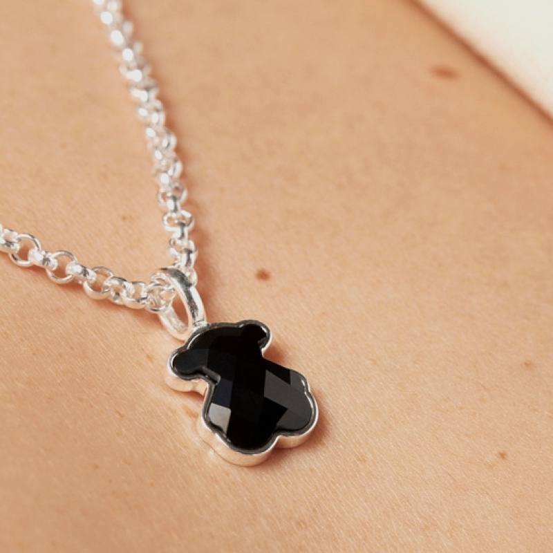 Přívěsky Tous Medium Faceted Onyx Bear Motif Color Stříbrné | CZ-JQSYUT279