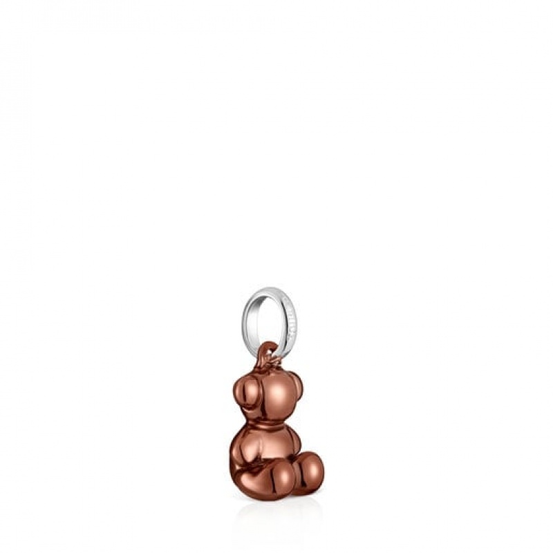 Přívěsky Tous Small Bold Bear Steel Hnědé | CZ-YDGOKM708