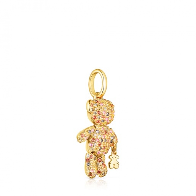 Přívěsky Tous Teddy Bear Gems With Sapphires Zlaté | CZ-NMPLDR962