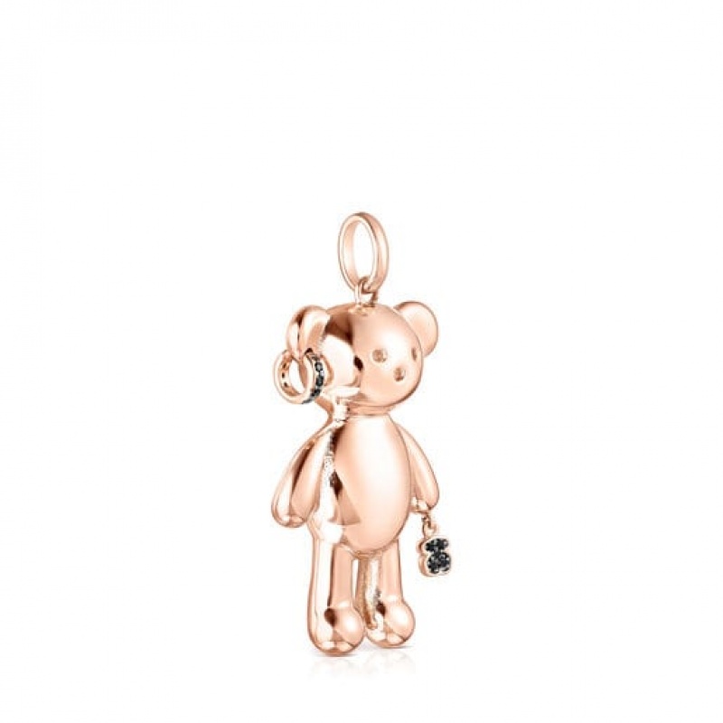 Přívěsky Tous Teddy Bear Punk With Spinels Růžové Zlaté | CZ-DTEUKO608