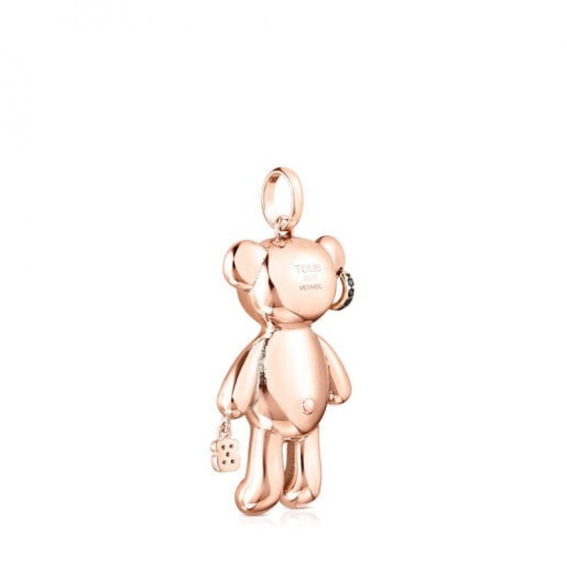 Přívěsky Tous Teddy Bear Punk With Spinels Růžové Zlaté | CZ-DTEUKO608