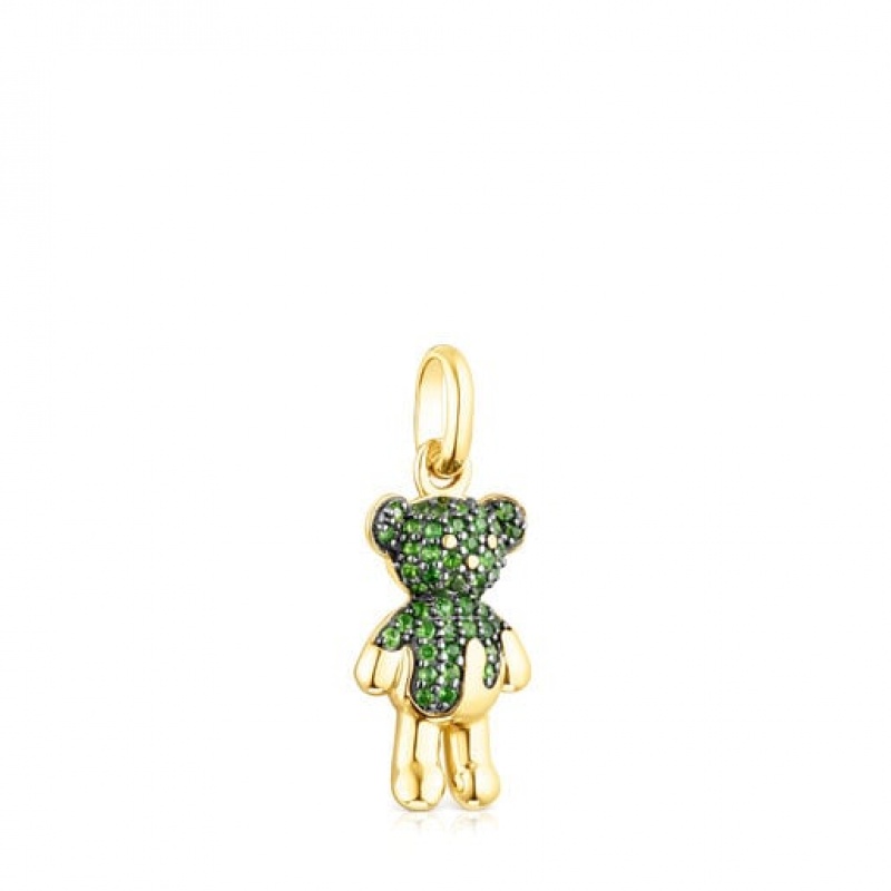 Přívěsky Tous Teddy Bear Splash With Chrome Diopside Zlaté | CZ-HCEMQO381