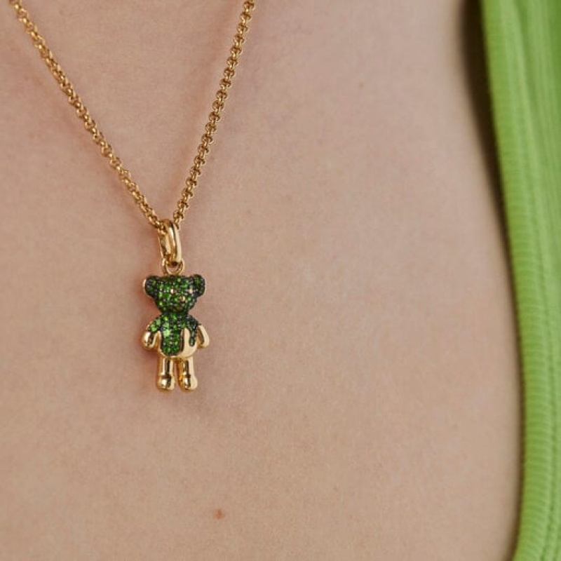 Přívěsky Tous Teddy Bear Splash With Chrome Diopside Zlaté | CZ-HCEMQO381