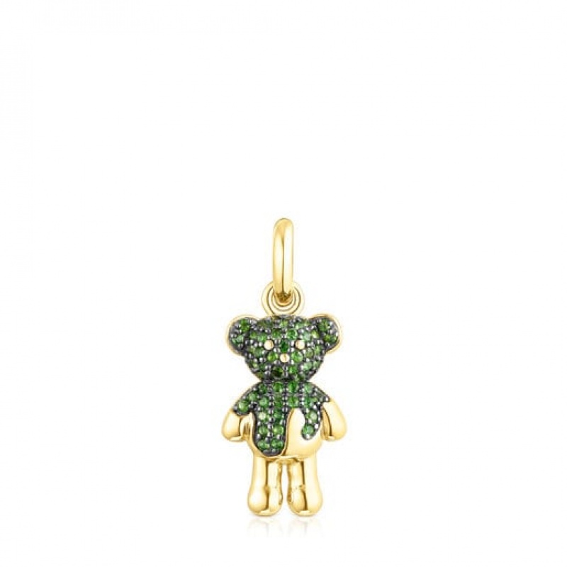 Přívěsky Tous Teddy Bear Splash With Chrome Diopside Zlaté | CZ-HCEMQO381