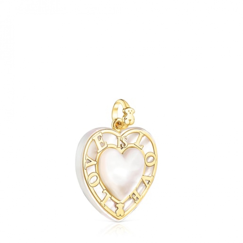 Přívěsky Tous Valentines Day Heart With Mother-of-pearl Zlaté | CZ-YZMQJF097