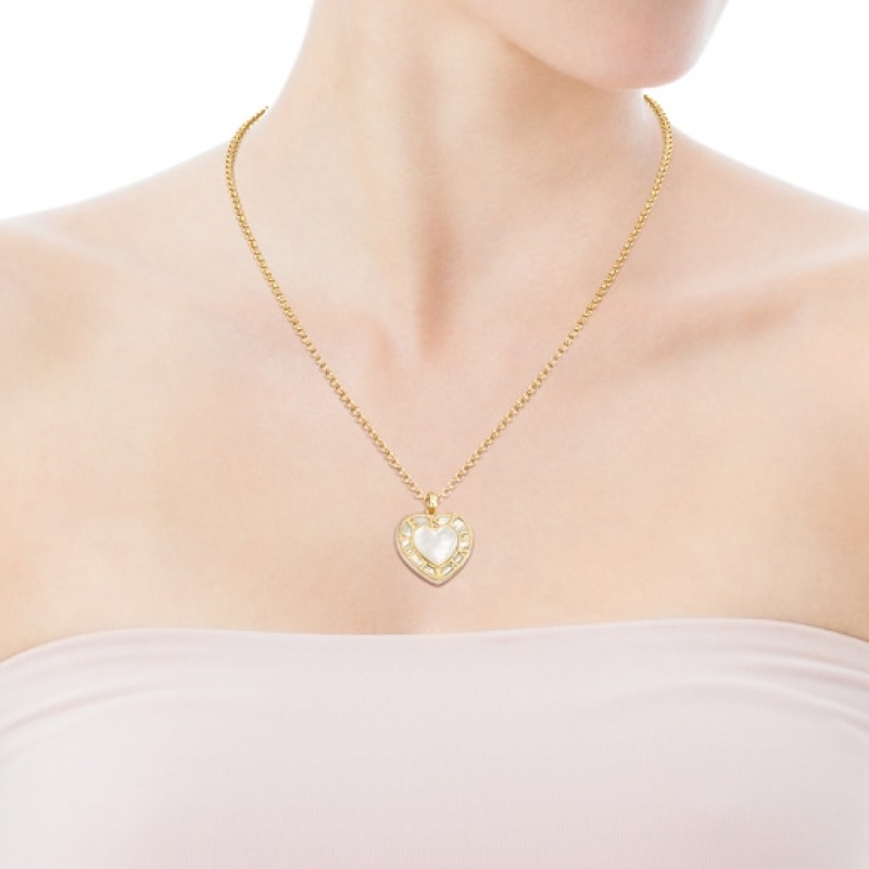 Přívěsky Tous Valentines Day Heart With Mother-of-pearl Zlaté | CZ-YZMQJF097