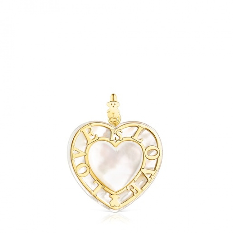 Přívěsky Tous Valentines Day Heart With Mother-of-pearl Zlaté | CZ-YZMQJF097