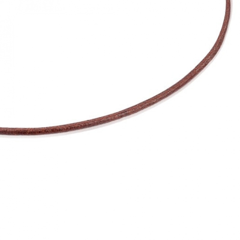 Řetízkový Popruh Tous 40 cm Brown 2 mm Læder Choker With Clasp Tmavě Červené | CZ-SKUOEV075