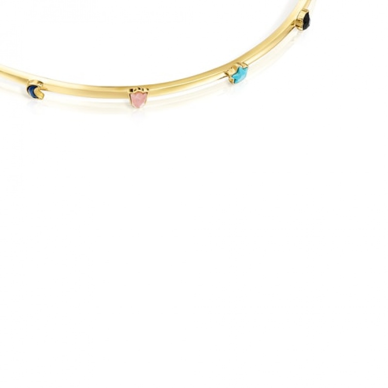 Řetízkový Popruh Tous Glory Choker With Gemstones Zlaté | CZ-YXGTMD175