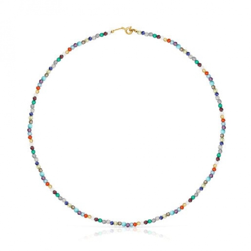 Řetízkový Popruh Tous Good Vibes Choker With Gemstones Viacfarebný | CZ-XVWICK246