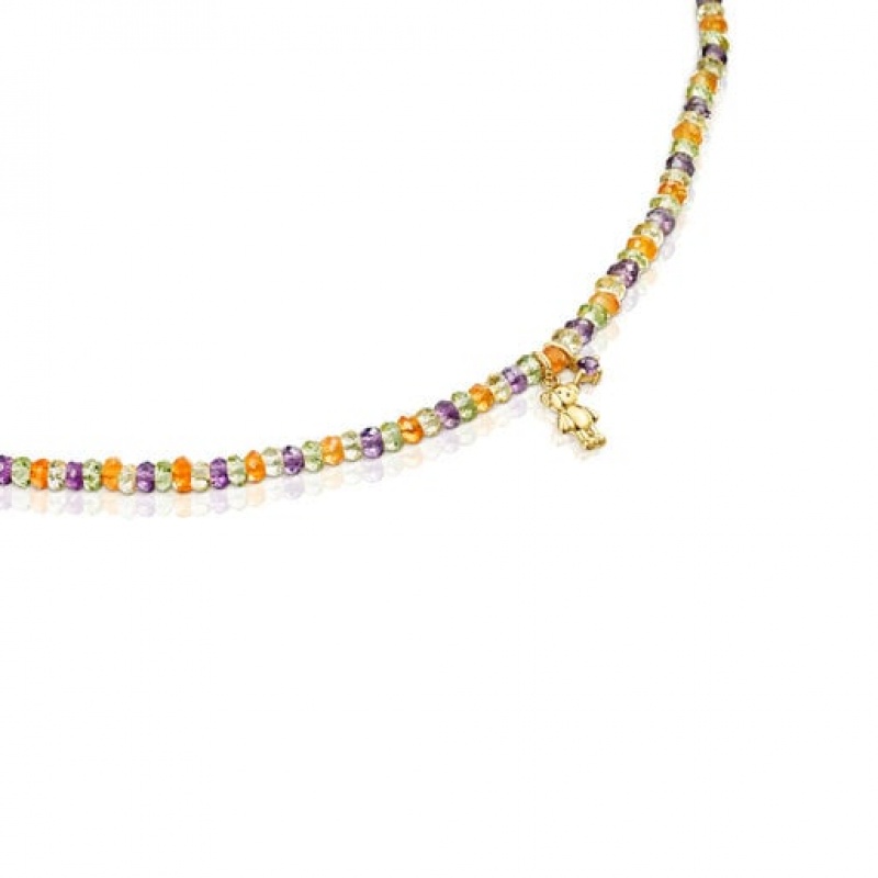 Řetízkový Popruh Tous Teddy Bear Choker With Gemstones Viacfarebný | CZ-DEGNUZ281