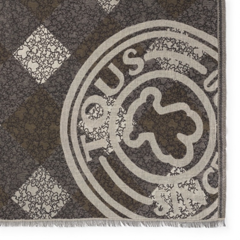 Šátek Tous Jacquard Kaos Mini Stamp Tmavě Šedé Hnědožlutý | CZ-QSYFGK519